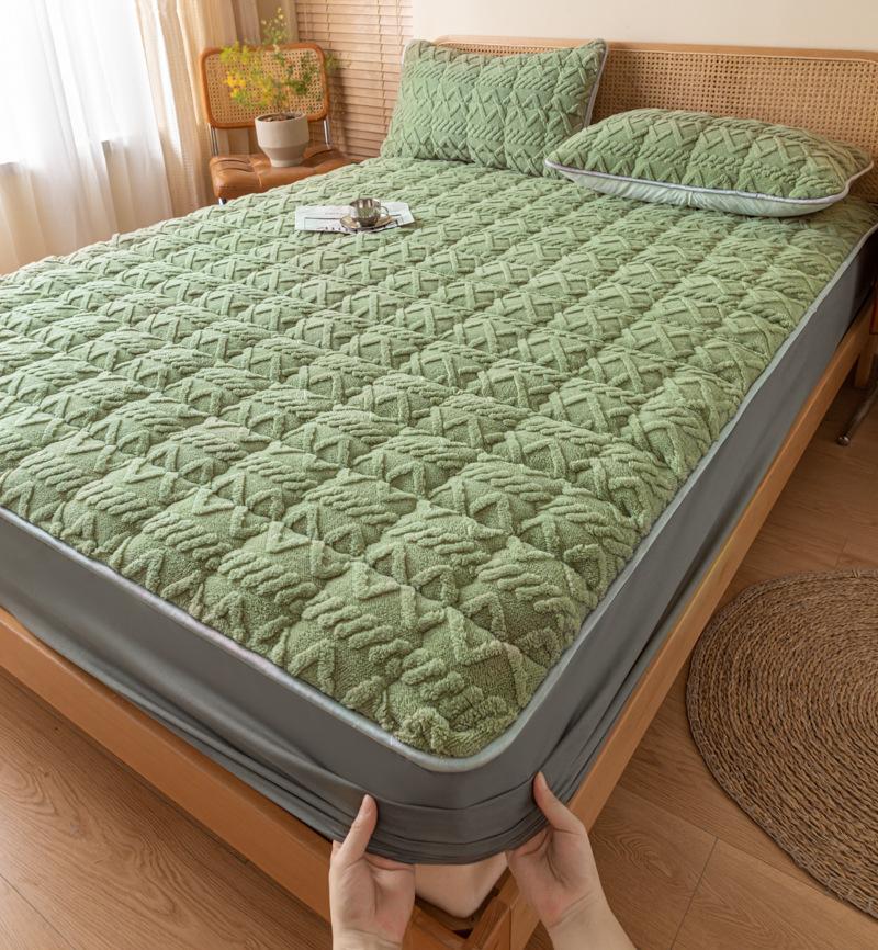 Milk Velvet Fitted Sheet, Taffeta Non-slip Massage Mattress, Simmons Protective Cover, Warm Short Velvet Bed Cover, Single Fitted Sheet