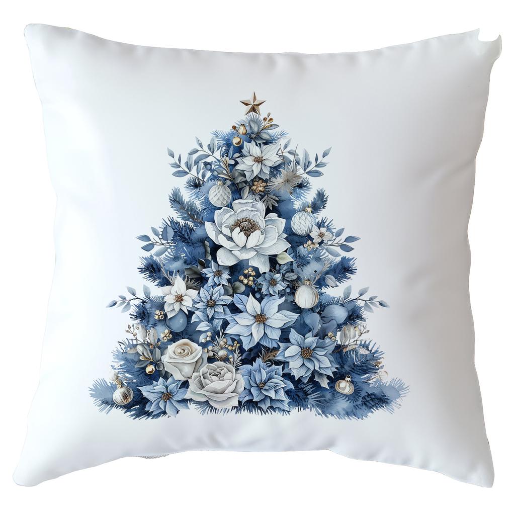 Christmas Cushion Cover Blue Snowflake Reindeer Design Festive Decorative Pillow Case Holiday Sofa Bed Home Decor Pillowcase