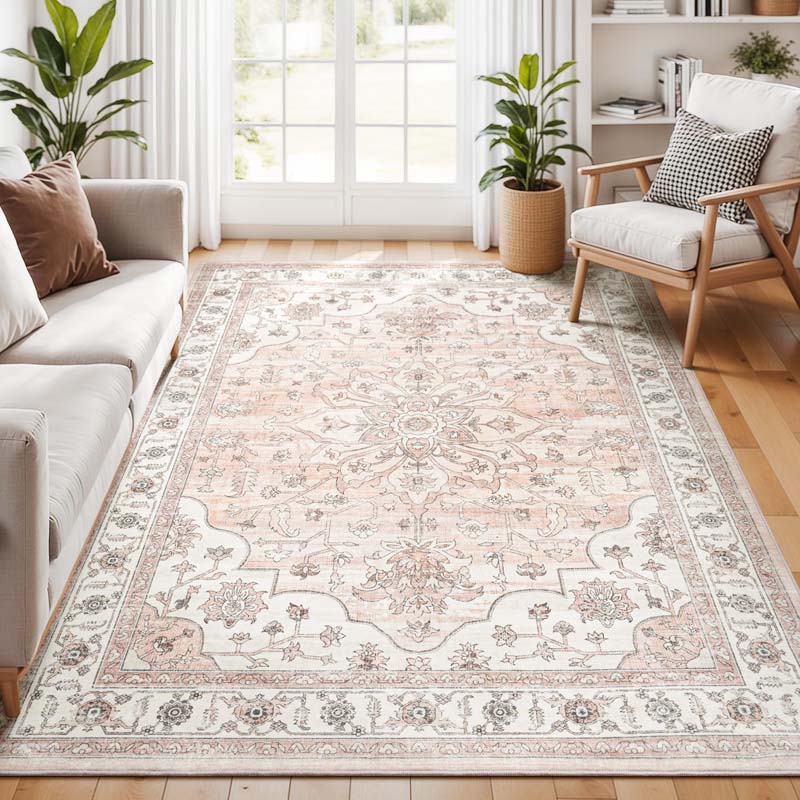 Gray Tone Persian Pattern Living Room Large Carpet Black White Gray Retro Persian Worn Texture Anti-slip Rug for Home Decor