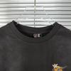 Unisex Distressed Oversized Cotton Tee With Saint Michael Graphic Print Casual Loose Fit T-Shirt