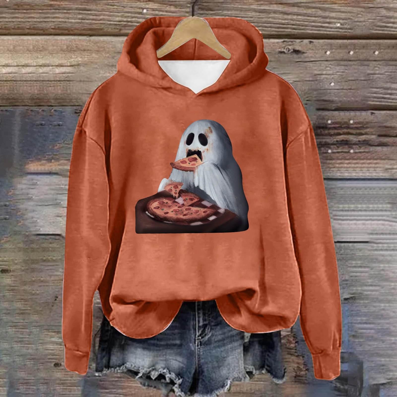 

2024 Хэллоуин Осень и зима Модный спортивный свитшот с капюшоном и принтом Bloody Letter Small Ghost Пуловер Уличный стиль Топы 6XL