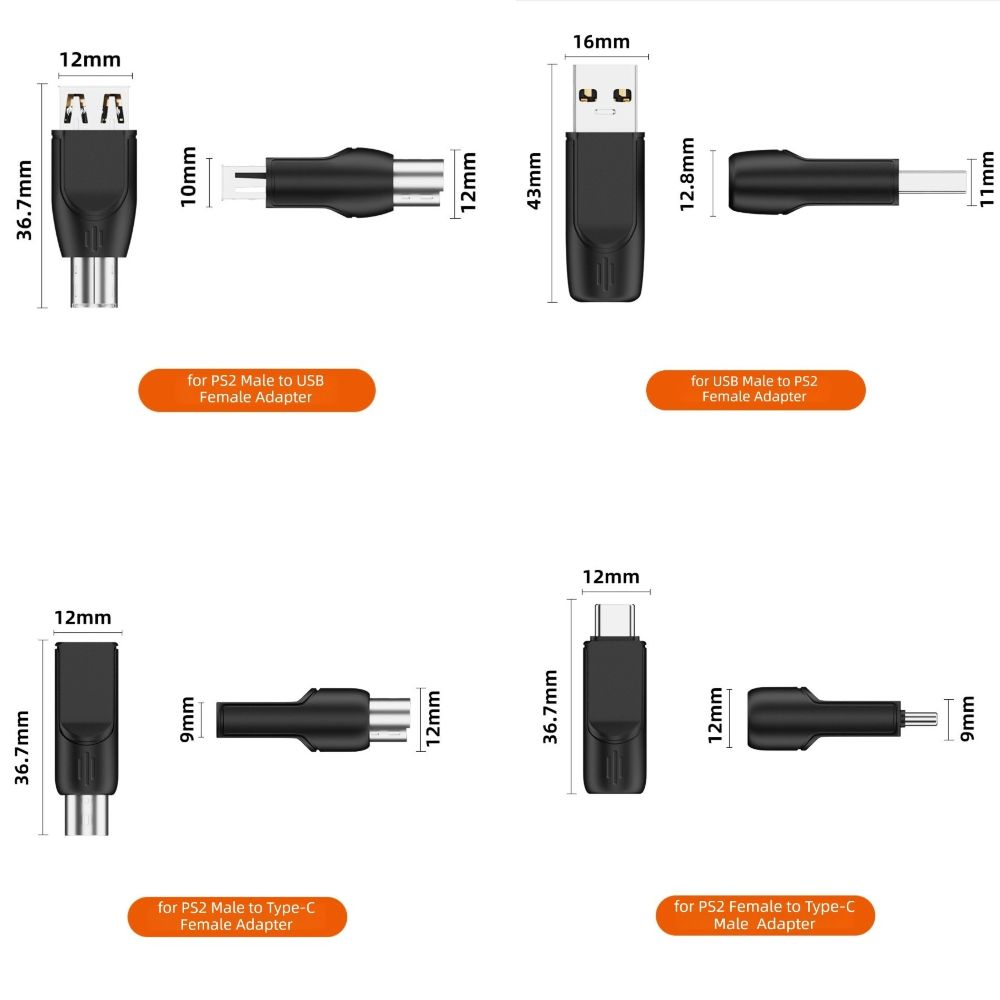 PVC for PS2 to USB Adapter Compact Keyboard Mouse Connector  Mouse Connection