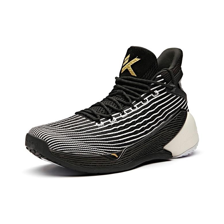 Anta KT4 Playoffs Shock Absorption Non-Slip Wear-Resistant High-Top Basketball Shoes Men sneaker Black White 11921101-4