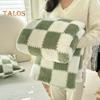 Chessboard Pattern Plush Blanket Breathable Fluffy Blanket Checkered Bed Blanket for All Season Home Office Travel