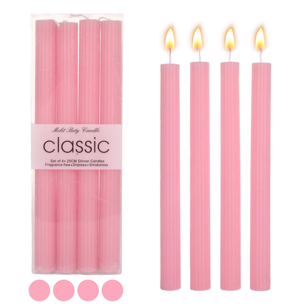 European Romantic Long Stem Colored Smokeless Candles for Home, Dinner & Weddings