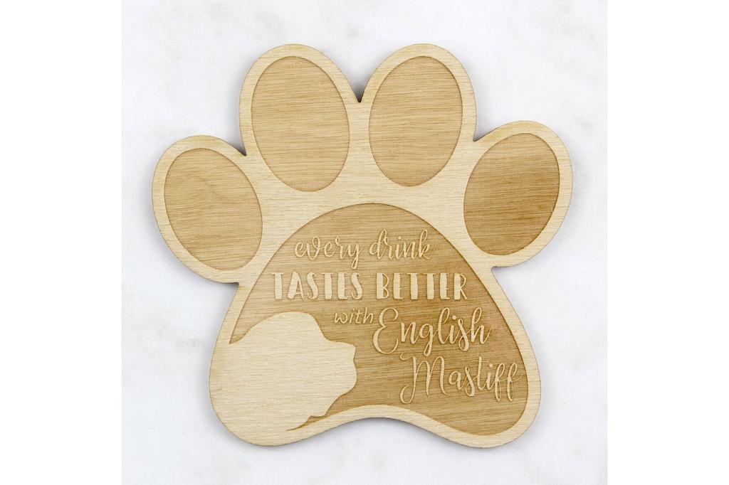 English Mastiff - Mug Coaster, Engraved Coaster with Dog, Gift for Dog Lover by Art-Dog Brand