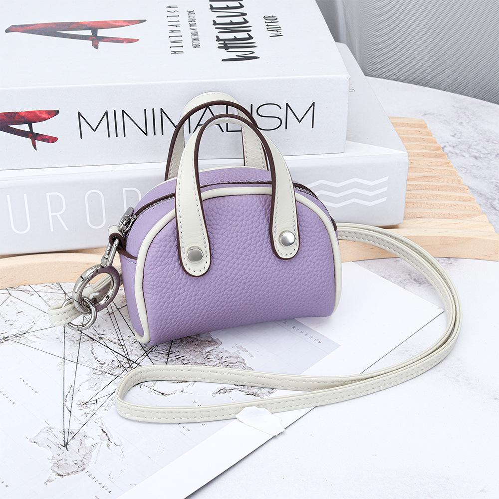 

Мини-кошелек из натуральной кожи на шнурке - Женская сумочка для хранения помады в стиле боулинг