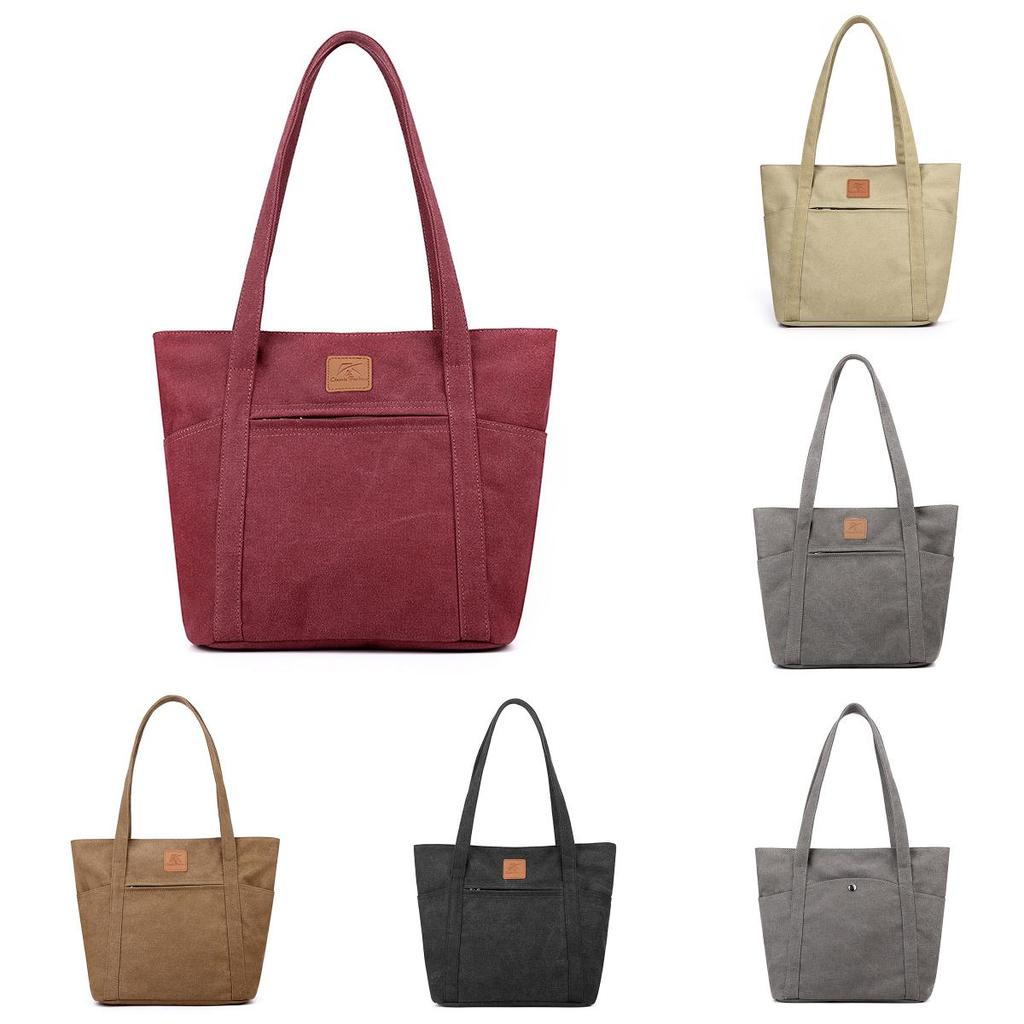 Canvas-Tragetasche für Damen mit Reißverschlusstasche und urbanem Stil für den täglichen Gebrauch