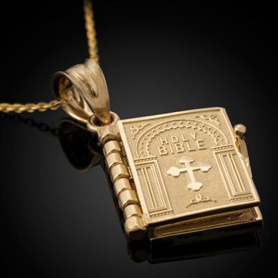 Collana con ciondolo a forma di libro della Sacra Bibbia - Preghiera religiosa Scrittura cristiana