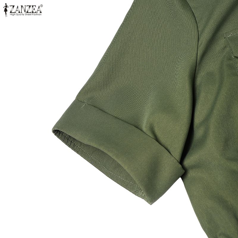 ZANZEA נשים חולצה עם שרוולים קצרים ומכנסיים קז'ואל סטים של חליפות שני חלקים