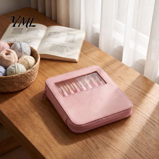 Comfort Grip Crochet Needles Pink Ergonomic Hooks Set, Kit with Soft Handles, Alumina Needle Includes Scissors & Storage Case, Set for Beginners