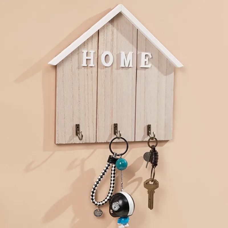 Nordic Style Solid Wood Hooks A Row Of Creative Entrance Clothes Hooks Home Wall Keys Storage Boxes Wall Hooks YLE201