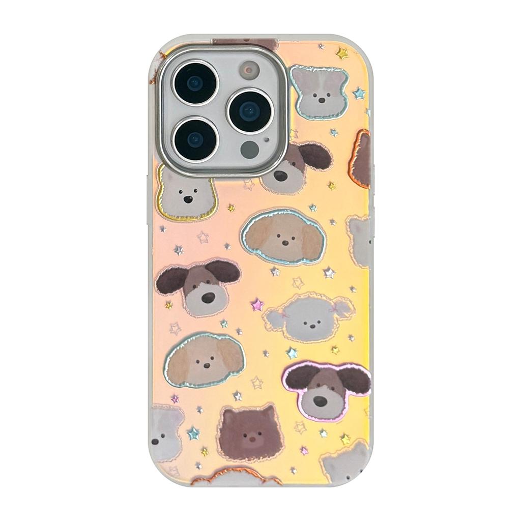 Gilt Puppy Head for IPhone17 Mobile Phone Case17Promax Laser16 Electroplating14 Fun