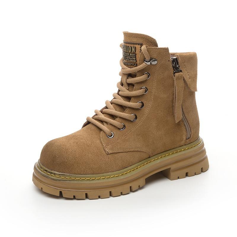 Echtes Leder Martin Stiefel Vintage Kurze Arbeitsstiefel Britischer Stil Damenstiefel