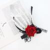 Flower Ghost Claw Hair Clip Skeleton Halloween Headwear Gothic Skeleton Hand Rose Hairpin  Girls