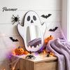 Halloween Wall Mirror Wooden Decorative Mirror, Pumpkin Ghost Bat Witch Cartoon Wood Decor Decor, Fun for Entryway Party, Festive Home Ornament Rustic