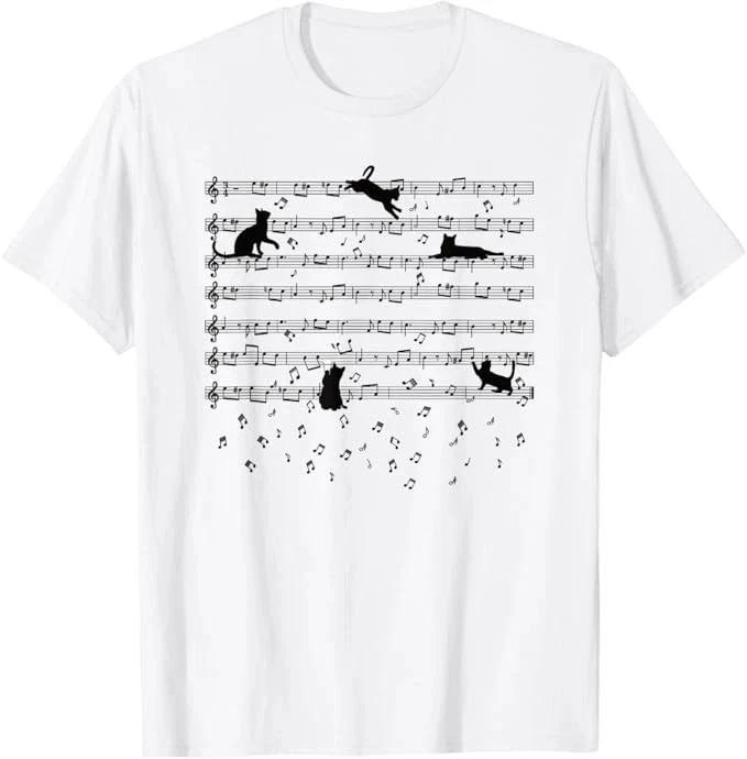 Cute Kitty Playing Music Note Clef Musician Music Cat Lover T-Shirt BESTSELLER XXXL