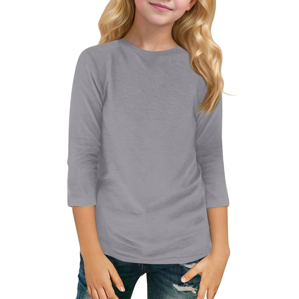 Dziecięca Codzienna Modna Koszulka z Krótkim Rękawem 3/4 z Okrągłym Dekoltem