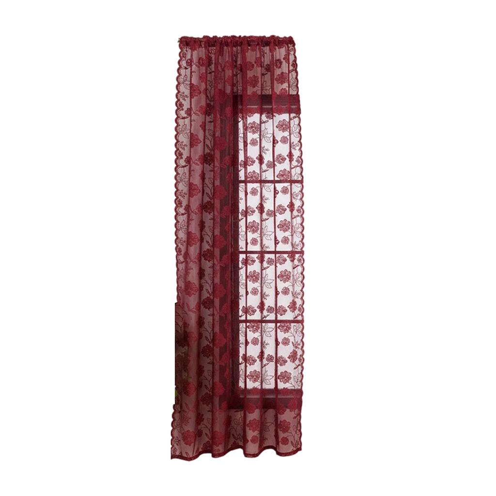 Lightweight Fabric Panel With Textured Embroidery And Rod Pocket Flower Lace Semi Sheer Curtain Drape For House Styling