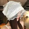 New Korean Style Fashionable Lace Hollow Pullover Hat Spring Summer Sweet Versatile Breathable Thin Big Head Skull Beanie Caps