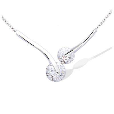 [N6833] - White 'Sissi' Silver Necklace (rhodium-plated) - 32x25 Mm