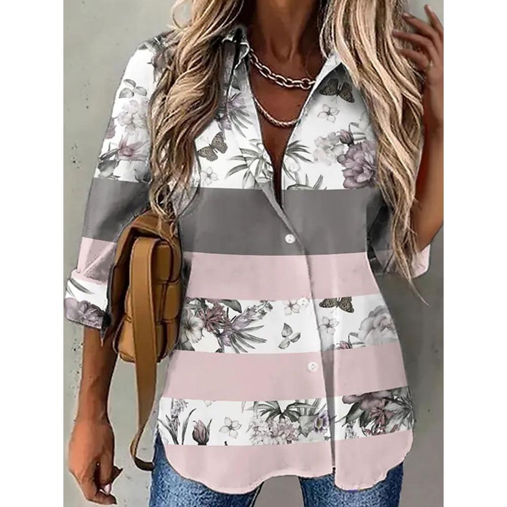 Temperament Long Sleeve Women Shirt Large Size Loose Shirts Women Casual Versatile Printed Tops Women