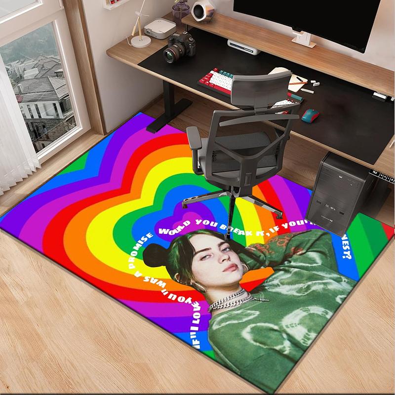 Bi-llie green Artwork Office Rug Chair Mat, Game Carpet, Suitable for Front Door, Bedroom, Living Room, Desk, Holiday Gift