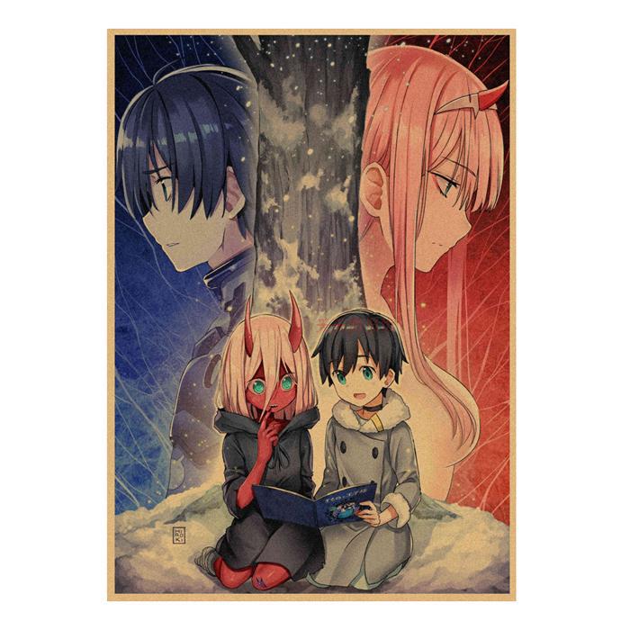 

Retro Kraft Paper Poster: DARLING in the FRANXX Anime Wall Art 29.7X42cm (A3 size)