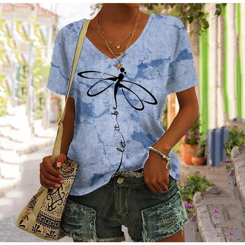 2023 Retro T Shirt For Women Harajuku Clothes Women's Tees Summer Casual Short Sleeve Girls Blouse Floral Print Female Tops