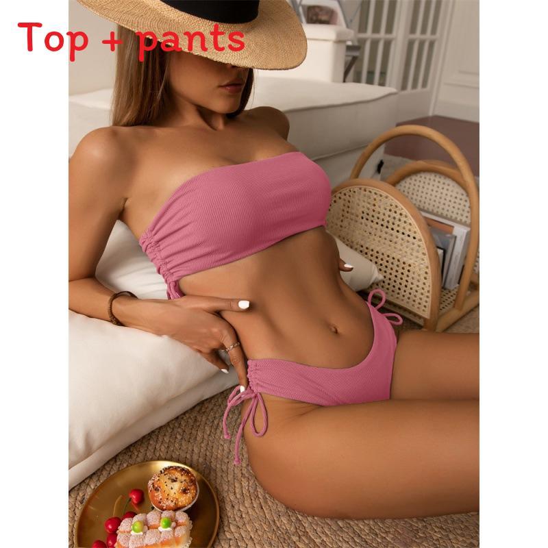 Bikini Swimsuit Women With Polyester Fabric And Seamless Design For Beach Vacation