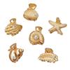Seashell and Pearl Top Clamp Hair Accessory Graceful Shell Hair Clip with Pearls Detailing Beautiful Hair Clamp