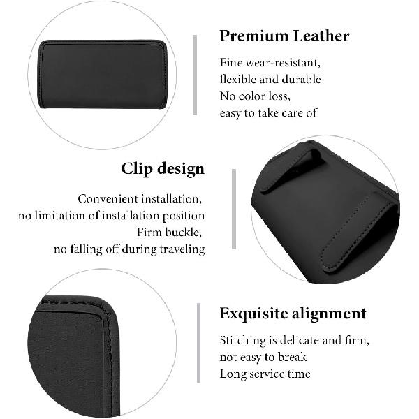DXNQ Car Trash Can, Leather Foldable Hanging Trash Bag, Multi-Function Mini Storage Box Garbage Can for Car Back Seats and Side Door, Black