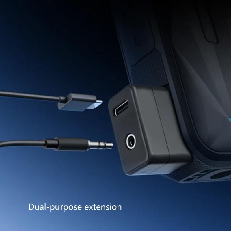 Double Port Audios and USB C Charging Microphones Adapter for X5 Cameras Enables External Mic and Power During Recording