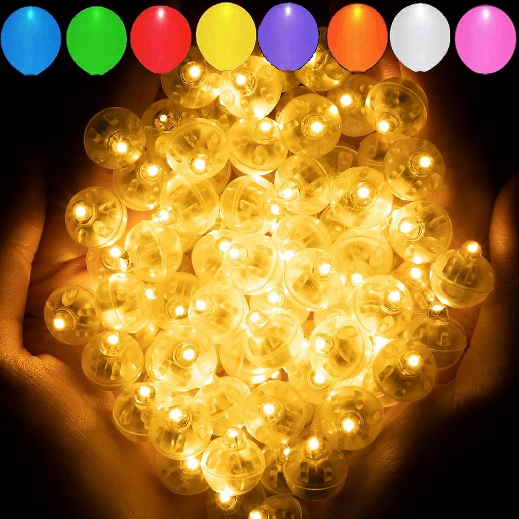 Aogist 100 Stück Weiße Ballonlichter, Lange Standby-Zeit Wasserdichtes Mini-Licht, Batteriebetrieben, Runde LED-Kugel Lampe für Latexballon Papierlaterne Party