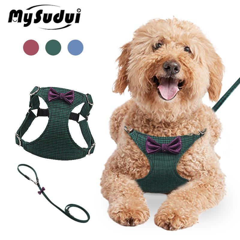 

Мягкая шлейка и поводок для собак, регулируемый шаг для щенка, котенка, жилет, персонализированная мягкая прогулочная веревка, принадлежности для собак и кошек