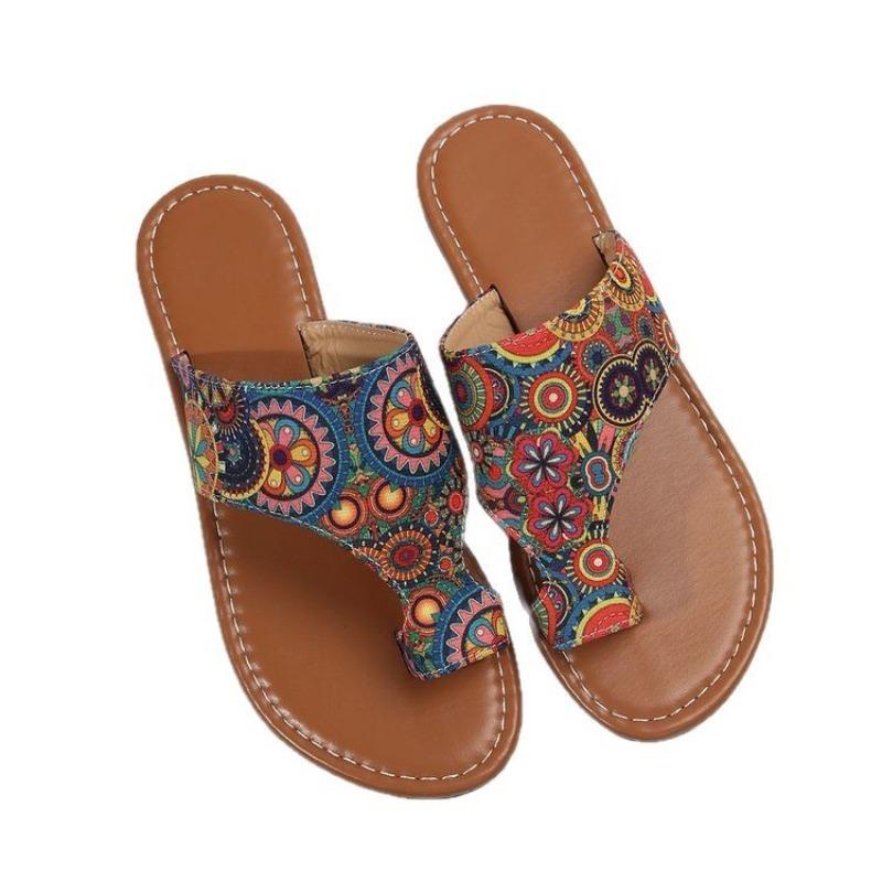 Fashion Summer Women Slippers Bohemian Flower Pattern Sandals Casual Flip Flops Fashion Big Size Slippers Home Slides Women sling shoes