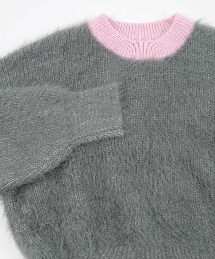 miette Mix Shaggy Volume Sleeve Knit RCXX0789 Free Size Red Women's