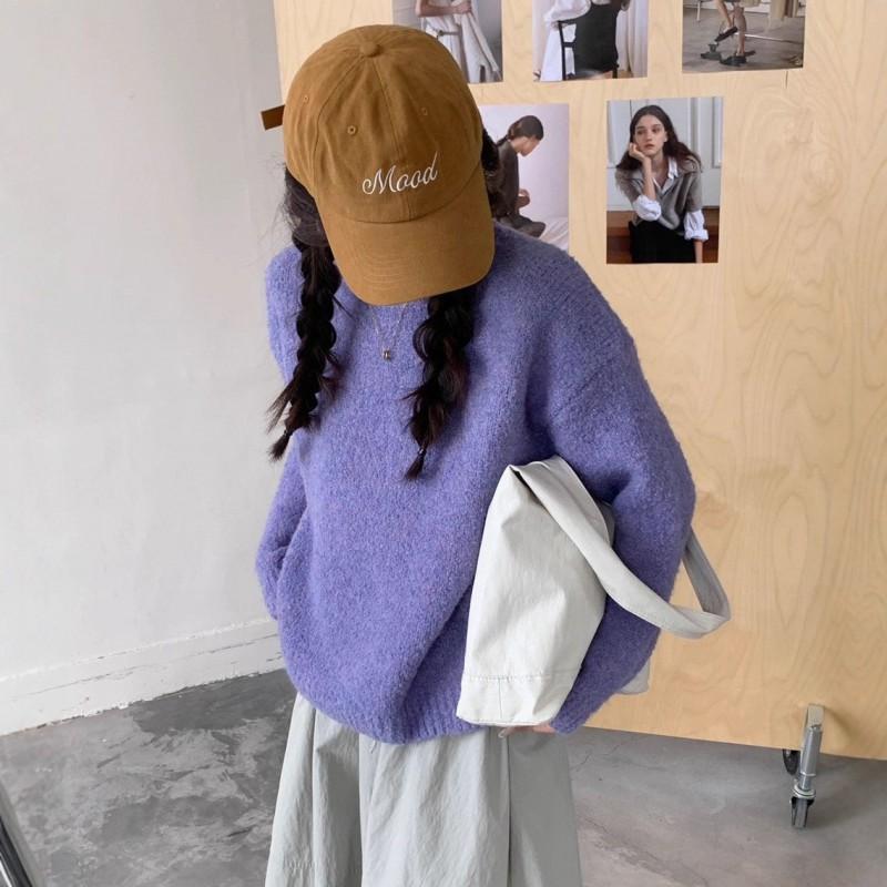 Soft Fuzzy Loop Yarn Knit Sweater Women Loose Fit Round Neck Long Sleeve Winter Warm Cozy Pullover