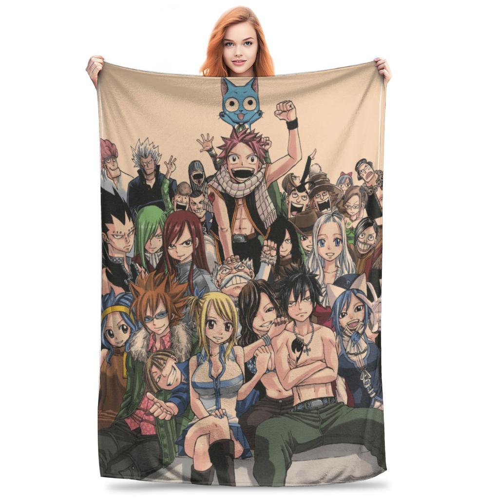 Fairy Tail Knitted Blanket Flannel  Super Soft Throw Blankets for Outdoor Travel Bedspread