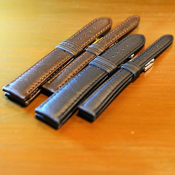 Deer Watch Strap Watch Band Red Deer Leather Replacement In [ROCOTTE] (Black / 19-16mm / Leather) (Made Japan/Genuine Leather)