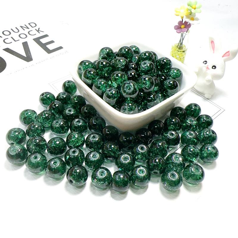 10mm Crackle Glass Round Beads, Loose Spacer Beads DIY Accessories for Bracelet Making 50pcs