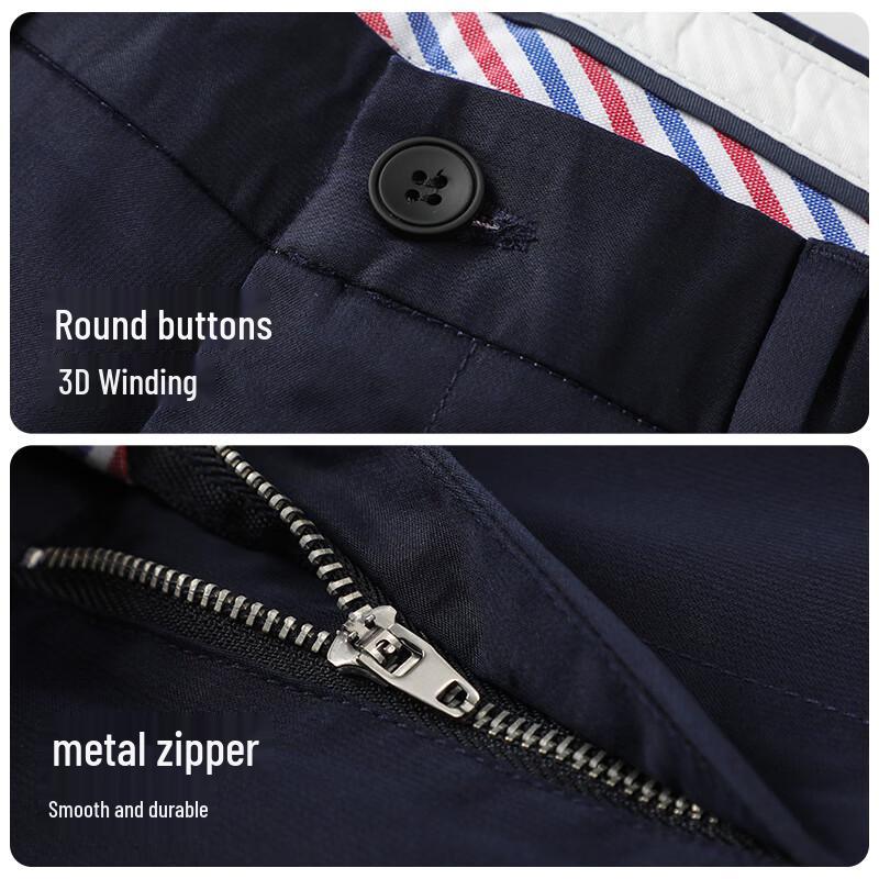 Langdeng Men's Summer Lightweight Stretch Straight-Leg Business Casual Trousers