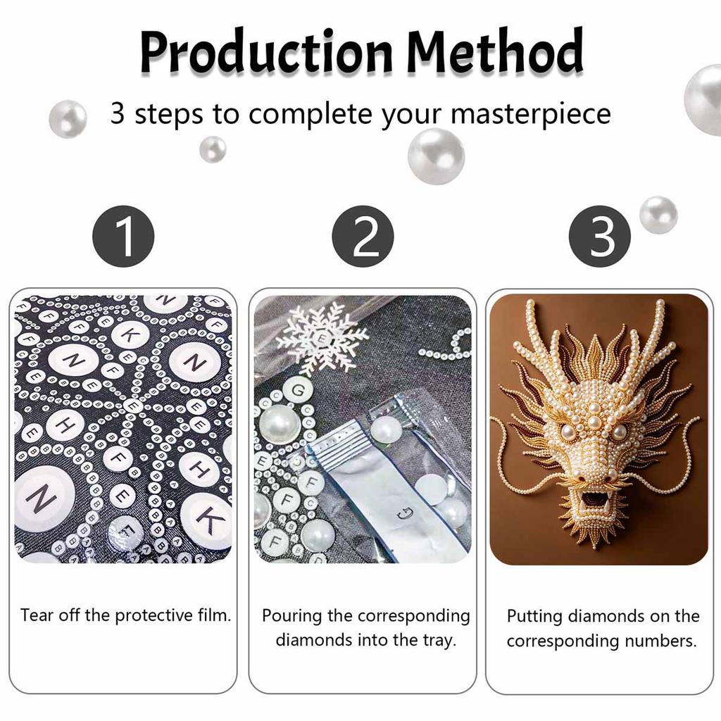 DIY Pearl Diamond Art Painting Kits for Adult and Beginners, Majestic Dragon Sparkling Painting Craft Home Wall Decor Handmade Gift