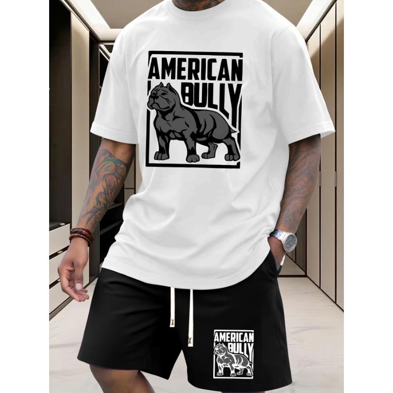 T-shirt d'été pour homme Taille européenne avec un design de bouledogue, Tenue polyvalente pour homme, Haut décontracté à manches courtes, Vêtement de sport tendance