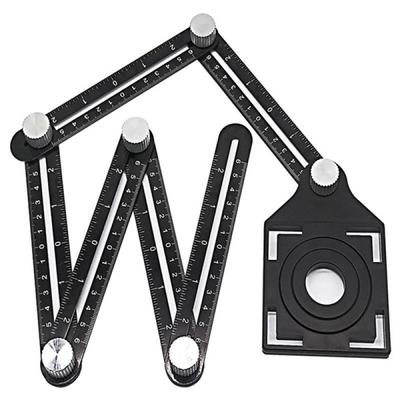 Multi Angle Aluminium Alloy Measuring Ruler Six-folding Ruler Metal Tool for Puncher Carpentry