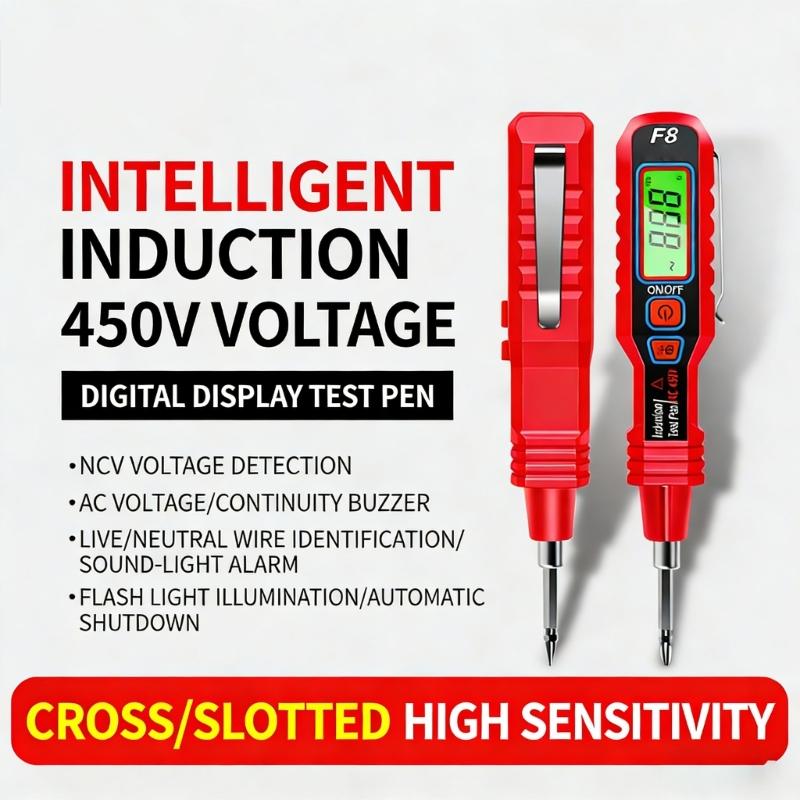 Professional Voltages Detector Pen With Flashlight Visual And Audible Alerts For Quick Wire Testing In Dark Environment