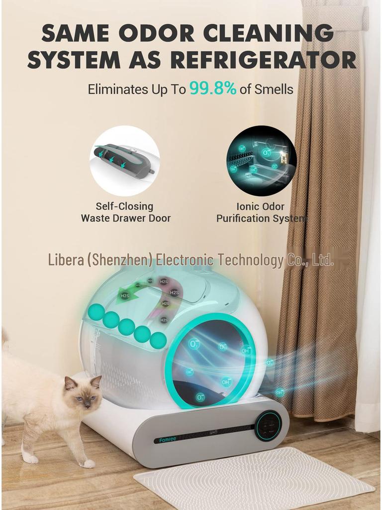 Smart Enclosed Cat Litter Box with Automatic Scooper and Splash Guard