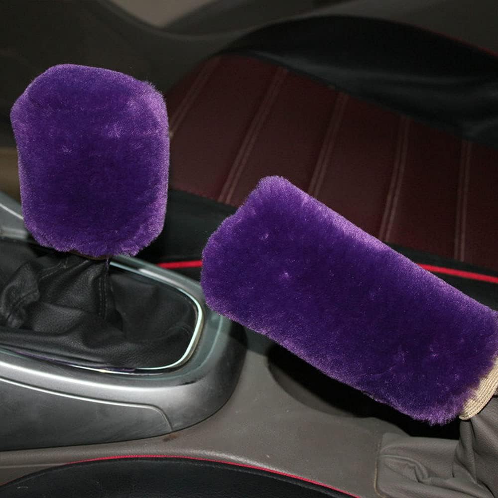 Car Handbrake Cover Gear Shift Knob Cover Warm Plush Set 2Pcs Set Soft Fluffy Auto Gear Shift Knob Cover Handbrake Grip Cover
