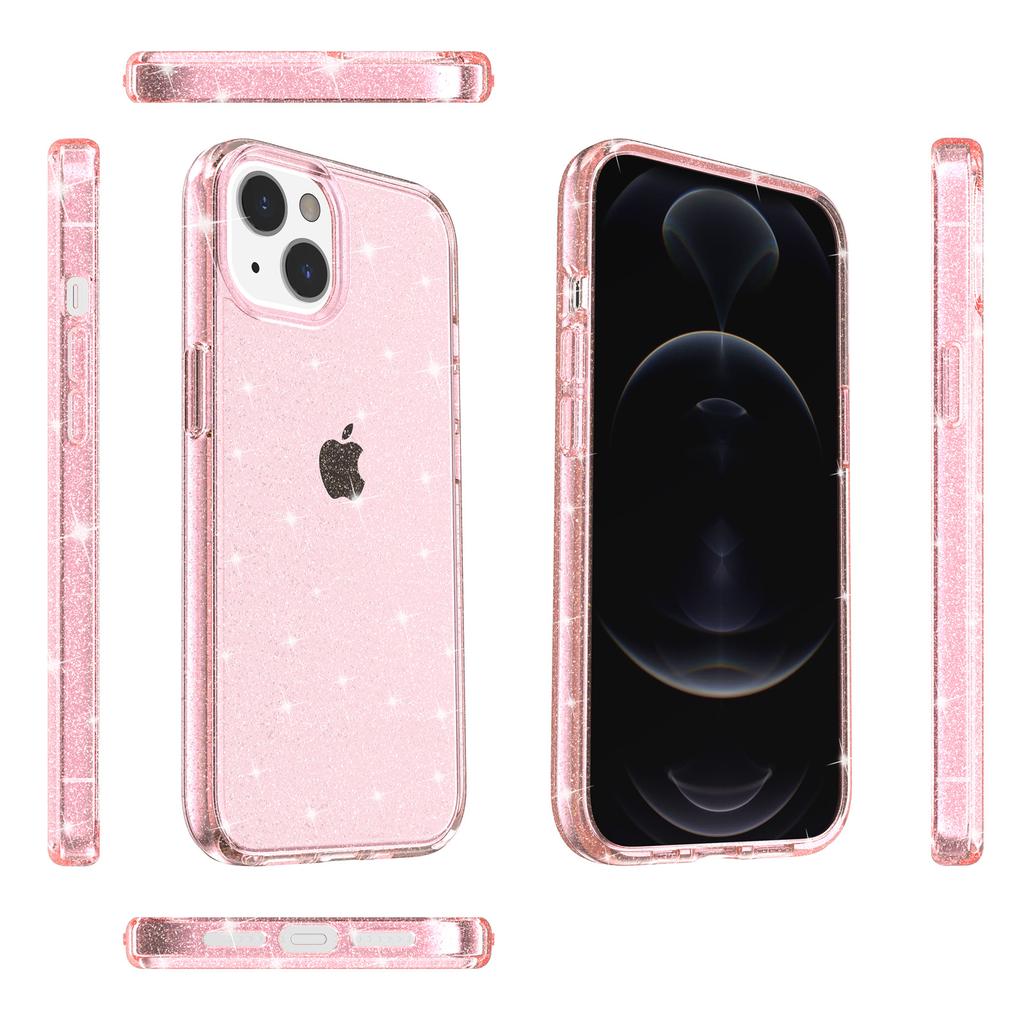 For iPhone 15 Bump Proof Protective Case Sparkly Glitter Hard PC+Soft TPU Phone Cover