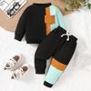 Infant Toddler Boys Girls Knit Stripe Embroidered Rugby Sweatshirt and Pants Set